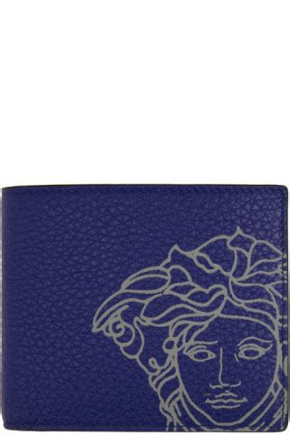 Versace: Blue Pop Medusa Bifold Wallet 